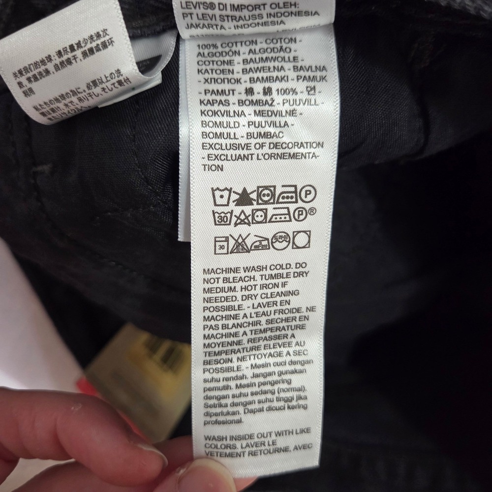 Levi's 94 Baggy Jeans Women's 28x31 Black Wide Leg High Rise 100% Cotton NWT - Picture 12 of 13